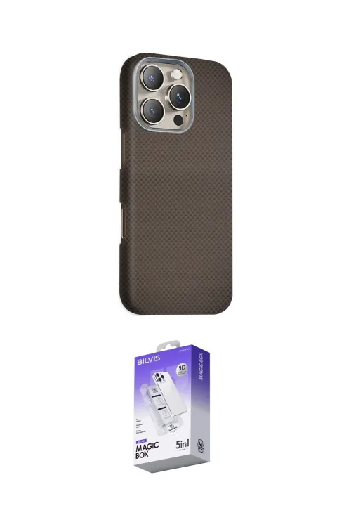 ieg™ iPhone 16 Pro Max Kılıf Kozmos Klasik Prime - Siyah Bilvis 5in1 3D Magic Cam Ekran Koruyucu