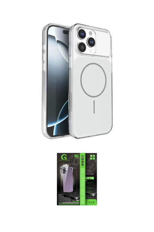 ieg™ iPhone 16 Pro Max Kılıf Kutup Doku Serisi - Şeffaf 360 Full Body Arka Koruyucu