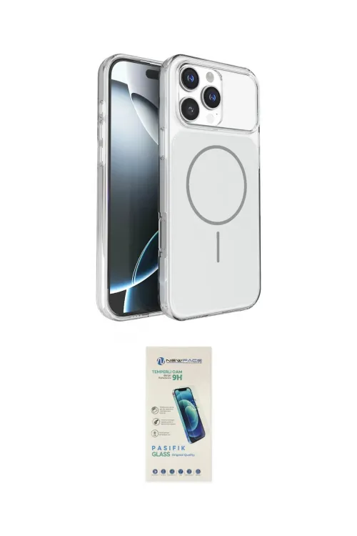 ieg™ iPhone 16 Pro Max Kılıf Kutup Doku Serisi - Şeffaf Pasifik Cam Ekran Koruyucu