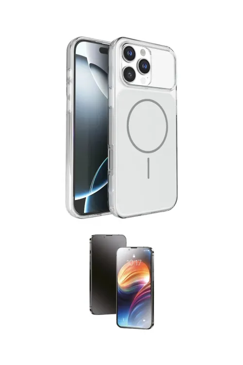 ieg™ iPhone 16 Pro Max Kılıf Kutup Doku Serisi - Siyah 3D Antistatik Mat Seramik Nano Ekran Koruyucu