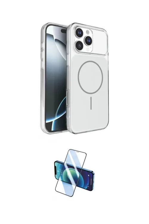 ieg™ iPhone 16 Pro Max Kılıf Kutup Doku Serisi - Siyah 3D Antistatik Seramik Nano Ekran Koruyucu