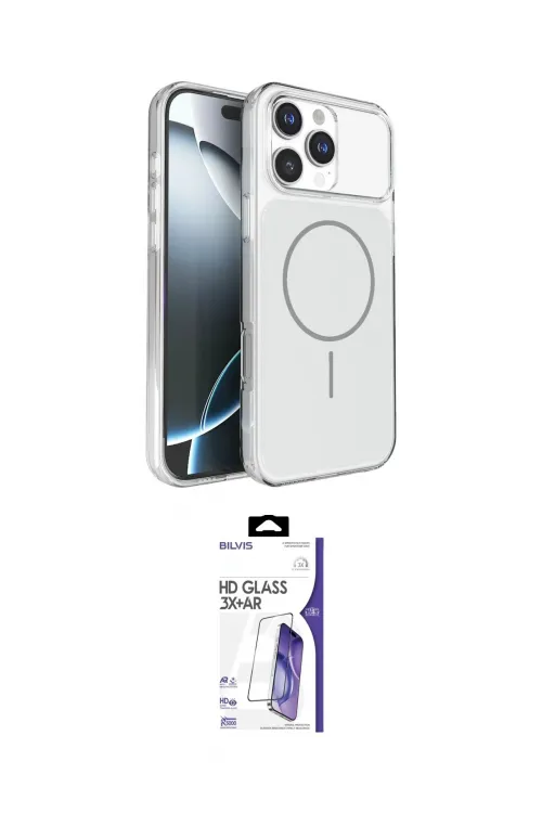 ieg™ iPhone 16 Pro Max Kılıf Kutup Doku Serisi - Siyah Bilvis 3X AR HD Cam Ekran Koruyucu