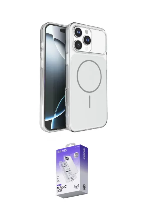 ieg™ iPhone 16 Pro Max Kılıf Kutup Doku Serisi - Siyah Bilvis 5in1 3D Magic Cam Ekran Koruyucu