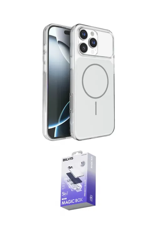 ieg™ iPhone 16 Pro Max Kılıf Kutup Doku Serisi - Siyah Bilvis 5in1 5D Magic Hayalet Cam Ekran Koruyucu