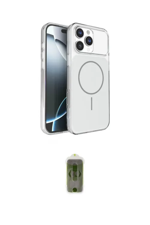 ieg™ iPhone 16 Pro Max Kılıf Kutup Doku Serisi - Siyah Joko Magic 5D Hayalet Cam