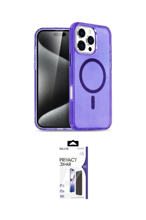 ieg™ iPhone 16 Pro Max Kılıf Nova Asil Prime - Siyah Bilvis 3X AR Hayalet Cam Ekran Koruyucu