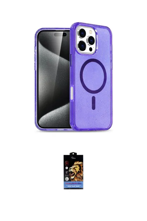 ieg™ iPhone 16 Pro Max Kılıf Nova Asil Prime - Siyah Buffer Hayalet Cam Ekran Koruyucu