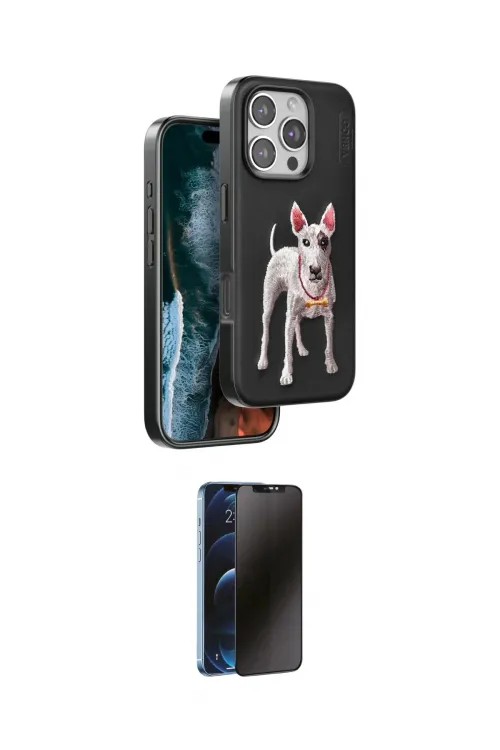 ieg™ iPhone 16 Pro Max Kılıf Nova Form Koleksiyonu - Siyah 3D Antistatik Hayalet Cam Ekran Koruyucu