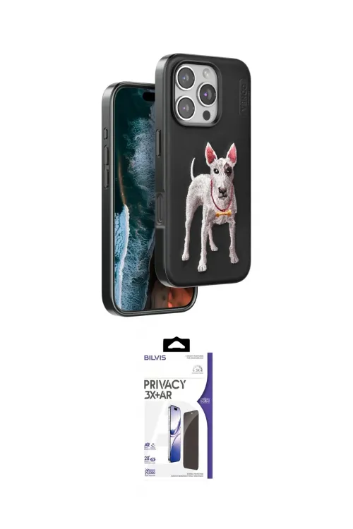 ieg™ iPhone 16 Pro Max Kılıf Nova Form Koleksiyonu - Siyah Bilvis 3X AR Hayalet Cam Ekran Koruyucu