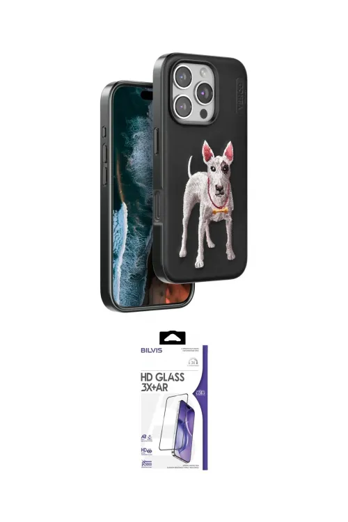 ieg™ iPhone 16 Pro Max Kılıf Nova Form Koleksiyonu - Siyah Bilvis 3X AR HD Cam Ekran Koruyucu