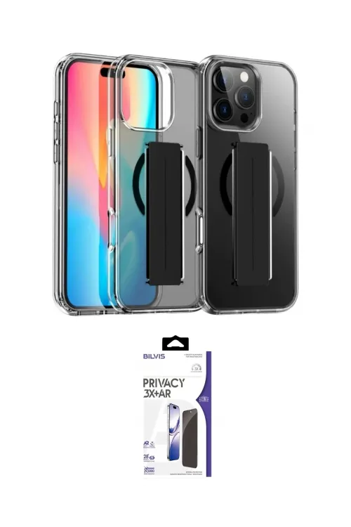ieg™ iPhone 16 Pro Max Kılıf Nova Işık Koleksiyonu - Siyah Bilvis 3X AR Hayalet Cam Ekran Koruyucu