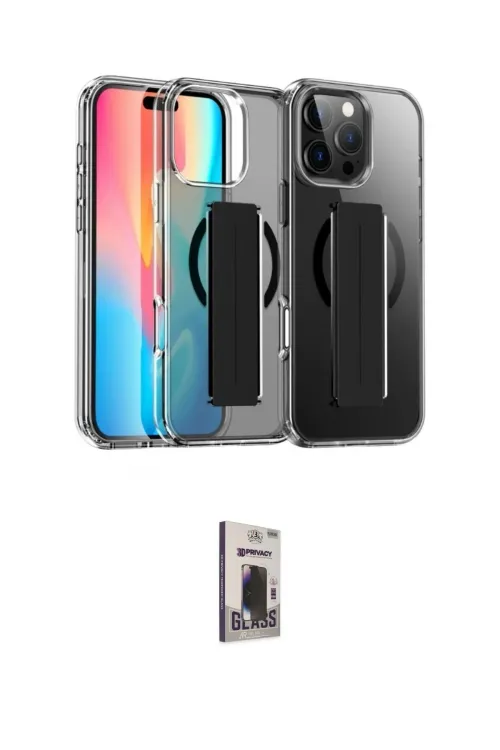 ieg™ iPhone 16 Pro Max Kılıf Nova Işık Koleksiyonu - Siyah Bilvis Hayalet Cam Ekran Koruyucu