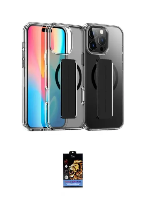 ieg™ iPhone 16 Pro Max Kılıf Nova Işık Koleksiyonu - Siyah Buffer Hayalet Cam Ekran Koruyucu