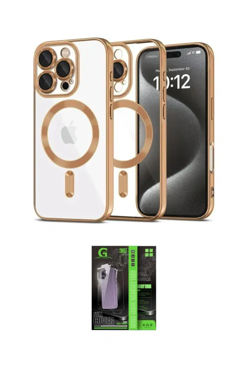 ieg™ iPhone 16 Pro Max Kılıf Nova Işık Özel Seri - Şeffaf 360 Full Body Arka Koruyucu