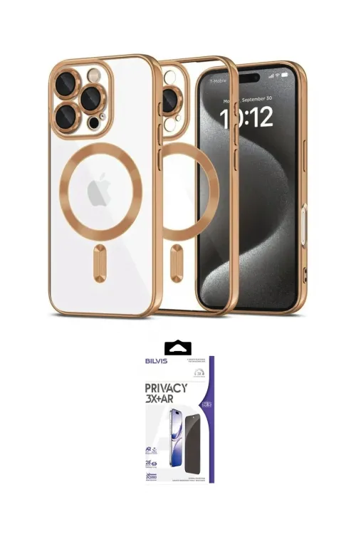 ieg™ iPhone 16 Pro Max Kılıf Nova Işık Özel Seri - Siyah Bilvis 3X AR Hayalet Cam Ekran Koruyucu