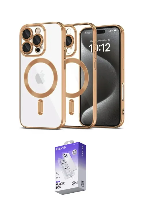 ieg™ iPhone 16 Pro Max Kılıf Nova Işık Özel Seri - Siyah Bilvis 5in1 3D Magic Cam Ekran Koruyucu
