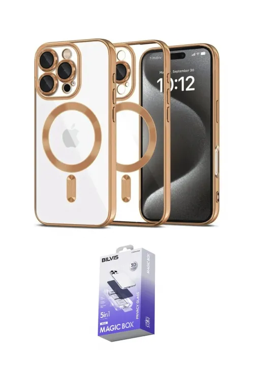 ieg™ iPhone 16 Pro Max Kılıf Nova Işık Özel Seri - Siyah Bilvis 5in1 5D Magic Hayalet Cam Ekran Koruyucu