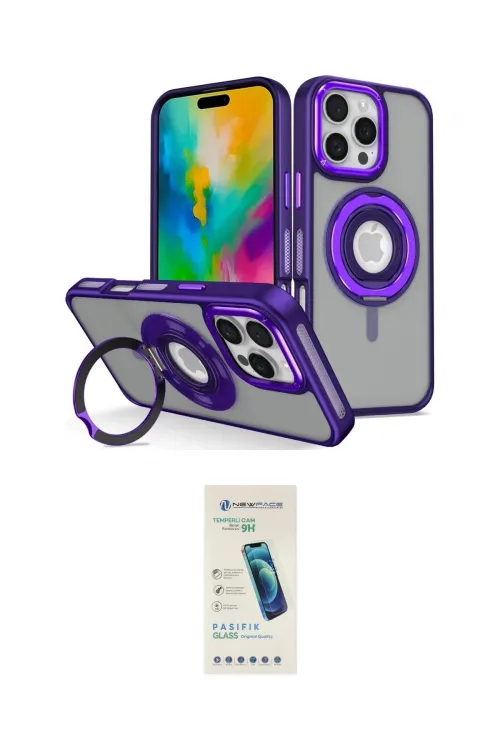 ieg™ iPhone 16 Pro Max Kılıf Nova Minimal Serisi - Şeffaf Pasifik Cam Ekran Koruyucu