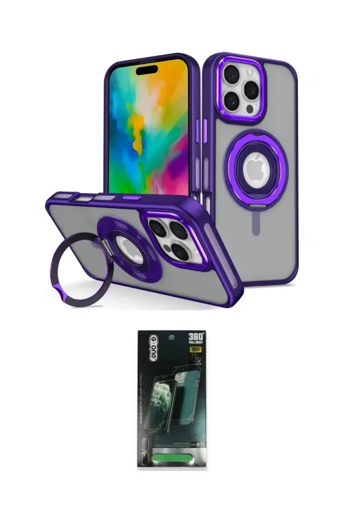 ieg™ iPhone 16 Pro Max Kılıf Nova Minimal Serisi - Siyah 360 Mat Full Body Arka Koruyucu