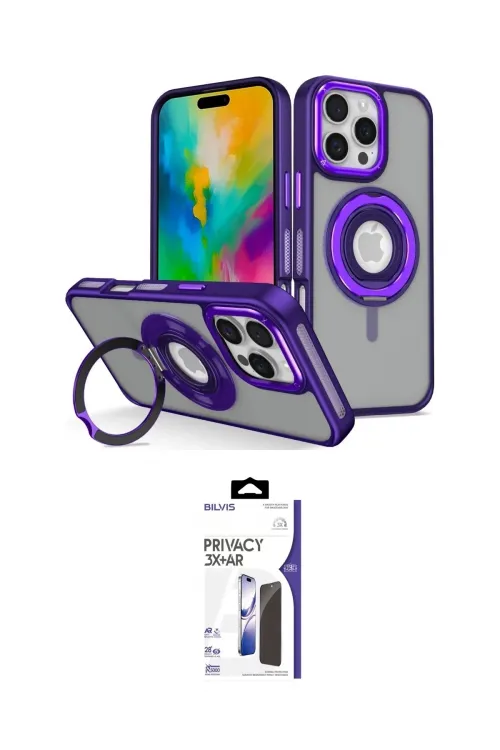 ieg™ iPhone 16 Pro Max Kılıf Nova Minimal Serisi - Siyah Bilvis 3X AR Hayalet Cam Ekran Koruyucu