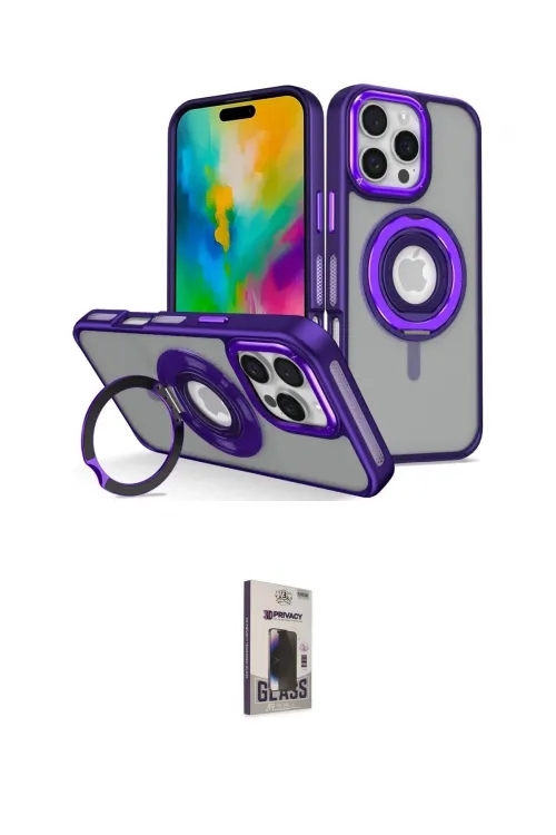 ieg™ iPhone 16 Pro Max Kılıf Nova Minimal Serisi - Siyah Bilvis Hayalet Cam Ekran Koruyucu