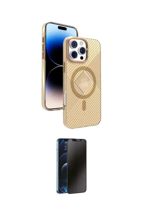 ieg™ iPhone 16 Pro Max Kılıf Nova Modern Prime - Siyah 3D Antistatik Hayalet Cam Ekran Koruyucu