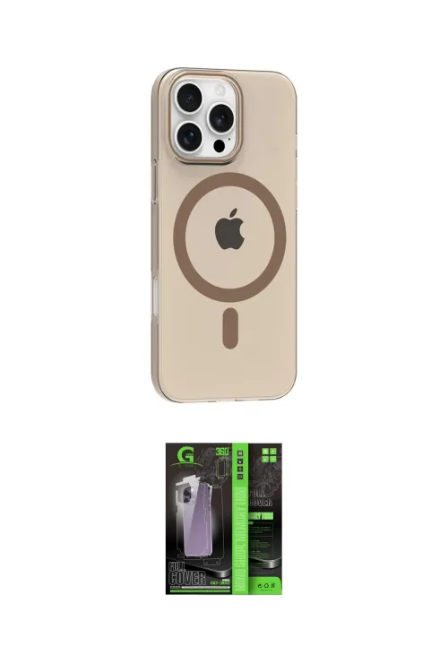 ieg™ iPhone 16 Pro Max Kılıf Pusula Form Özel Seri - Şeffaf 360 Full Body Arka Koruyucu