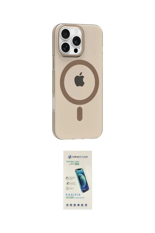 ieg™ iPhone 16 Pro Max Kılıf Pusula Form Özel Seri - Şeffaf Pasifik Cam Ekran Koruyucu