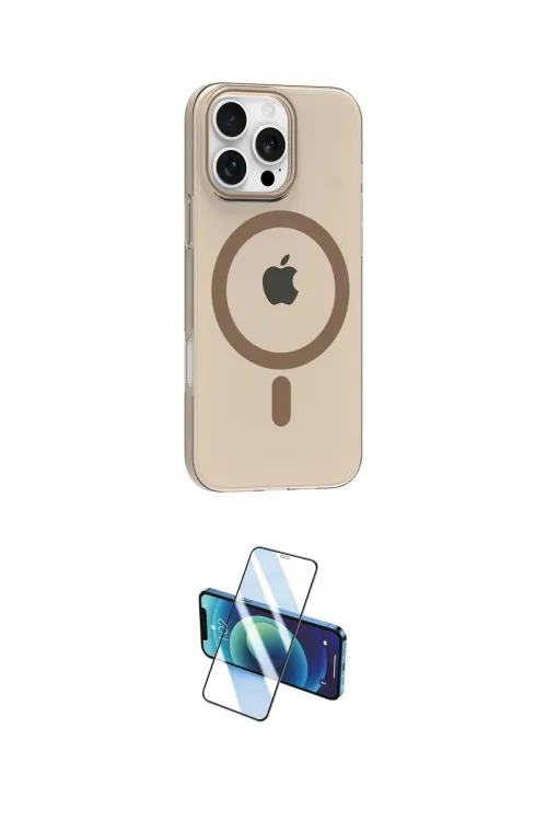 ieg™ iPhone 16 Pro Max Kılıf Pusula Form Özel Seri - Siyah 3D Antistatik Cam Ekran Koruyucu