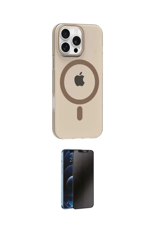 ieg™ iPhone 16 Pro Max Kılıf Pusula Form Özel Seri - Siyah 3D Antistatik Hayalet Cam Ekran Koruyucu