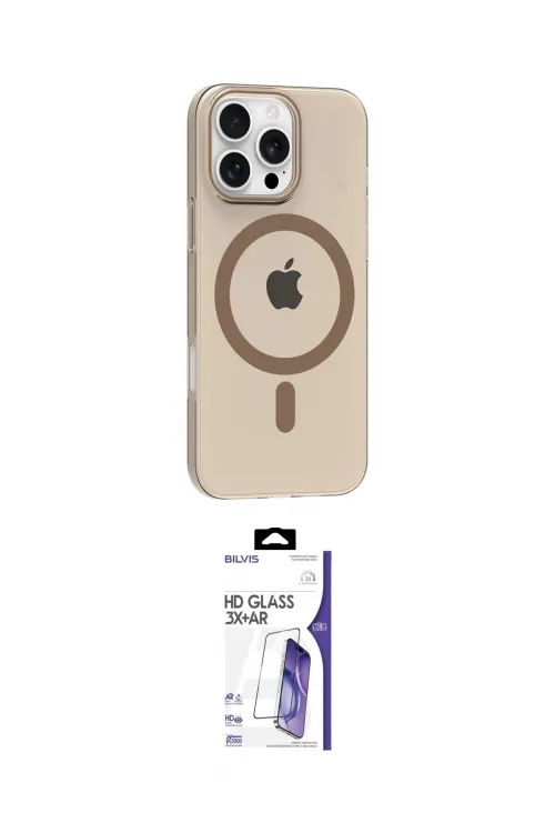 ieg™ iPhone 16 Pro Max Kılıf Pusula Form Özel Seri - Siyah Bilvis 3X AR HD Cam Ekran Koruyucu