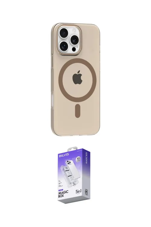 ieg™ iPhone 16 Pro Max Kılıf Pusula Form Özel Seri - Siyah Bilvis 5in1 3D Magic Cam Ekran Koruyucu