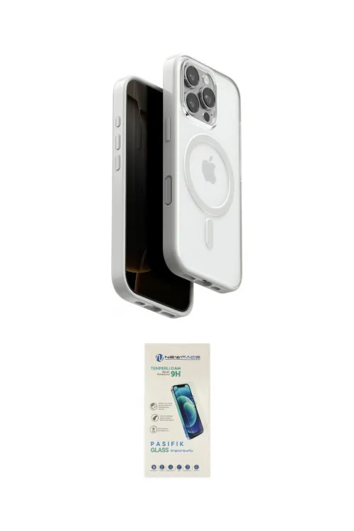 ieg™ iPhone 16 Pro Max Kılıf Pusula Form Serisi - Şeffaf Pasifik Cam Ekran Koruyucu