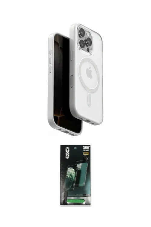 ieg™ iPhone 16 Pro Max Kılıf Pusula Form Serisi - Siyah 360 Mat Full Body Arka Koruyucu