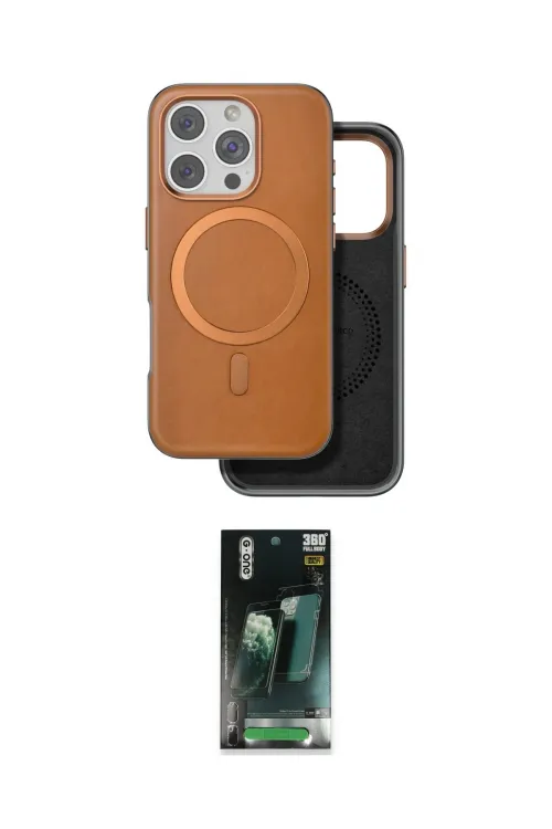 ieg™ iPhone 16 Pro Max Kılıf Pusula Işık Koleksiyonu - Siyah 360 Mat Full Body Arka Koruyucu
