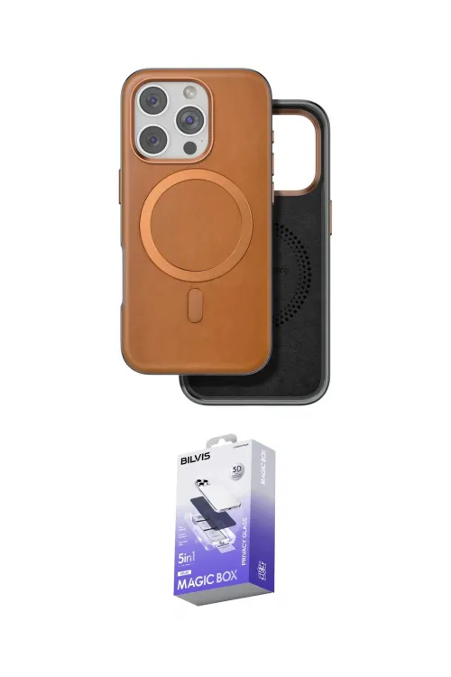 ieg™ iPhone 16 Pro Max Kılıf Pusula Işık Koleksiyonu - Siyah Bilvis 5in1 5D Magic Hayalet Cam Ekran Koruyucu