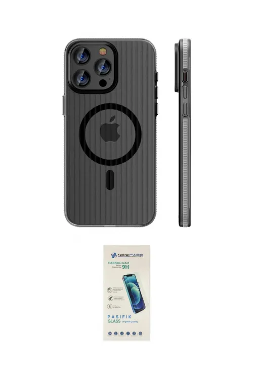 ieg™ iPhone 16 Pro Max Kılıf Pusula Minimal Koleksiyonu - Şeffaf Pasifik Cam Ekran Koruyucu