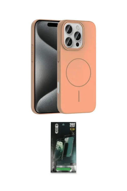 ieg™ iPhone 16 Pro Max Kılıf Siluet Doku Özel Seri - Siyah 360 Mat Full Body Arka Koruyucu