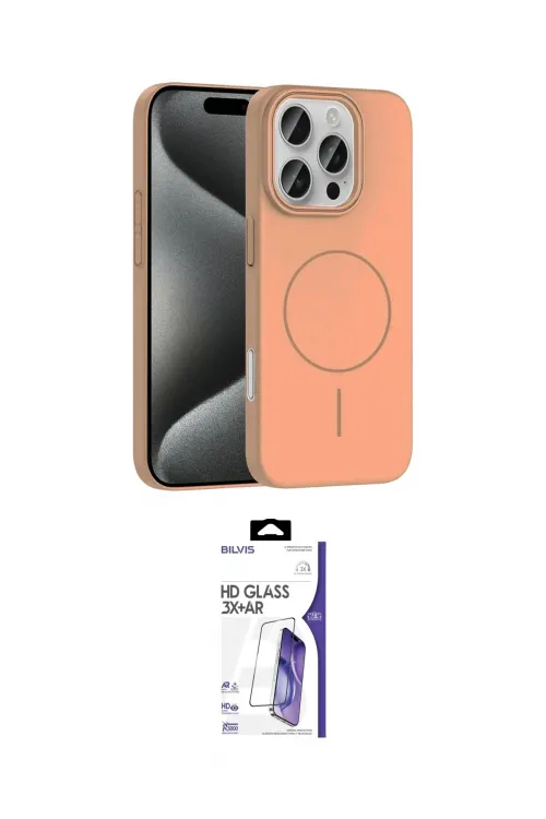 ieg™ iPhone 16 Pro Max Kılıf Siluet Doku Özel Seri - Siyah Bilvis 3X AR HD Cam Ekran Koruyucu