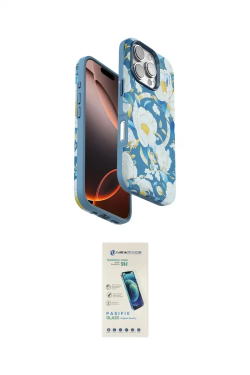 ieg™ iPhone 16 Pro Max Kılıf Siluet Doku - Şeffaf Pasifik Cam Ekran Koruyucu