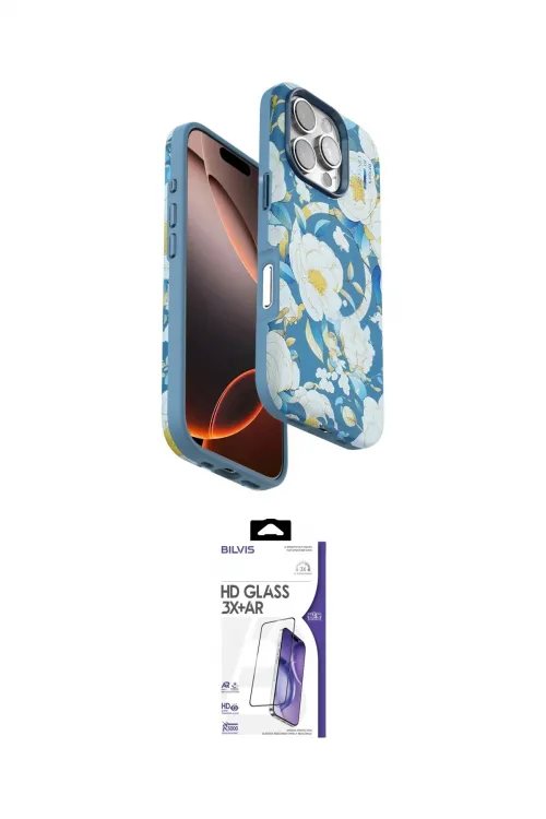 ieg™ iPhone 16 Pro Max Kılıf Siluet Doku - Siyah Bilvis 3X AR HD Cam Ekran Koruyucu