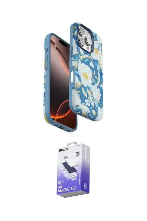 ieg™ iPhone 16 Pro Max Kılıf Siluet Doku - Siyah Bilvis 5in1 5D Magic Hayalet Cam Ekran Koruyucu