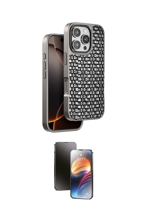 ieg™ iPhone 16 Pro Max Kılıf Siluet Form Serisi - Siyah 3D Antistatik Mat Seramik Nano Ekran Koruyucu