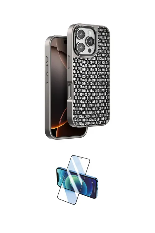 ieg™ iPhone 16 Pro Max Kılıf Siluet Form Serisi - Siyah 3D Antistatik Seramik Nano Ekran Koruyucu