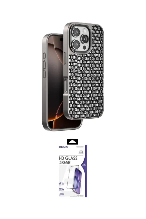 ieg™ iPhone 16 Pro Max Kılıf Siluet Form Serisi - Siyah Bilvis 3X AR HD Cam Ekran Koruyucu