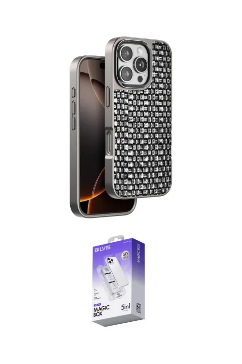 ieg™ iPhone 16 Pro Max Kılıf Siluet Form Serisi - Siyah Bilvis 5in1 3D Magic Cam Ekran Koruyucu