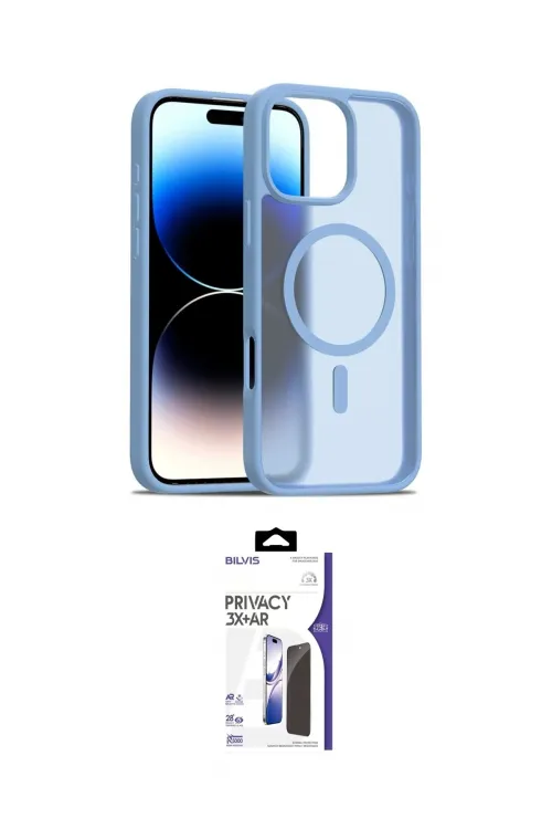 ieg™ iPhone 16 Pro Max Kılıf Siluet Minimal Prime - Siyah Bilvis 3X AR Hayalet Cam Ekran Koruyucu