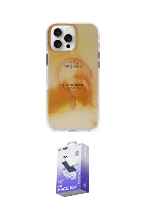 ieg™ iPhone 16 Pro Max Kılıf Ufuk Doku Prime - Siyah Bilvis 5in1 5D Magic Hayalet Cam Ekran Koruyucu