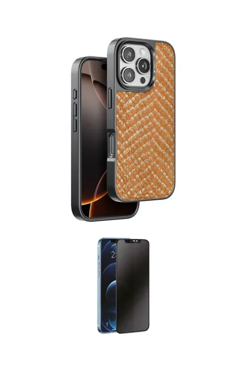 ieg™ iPhone 16 Pro Max Kılıf Vadi Özel Seri - Siyah 3D Antistatik Hayalet Cam Ekran Koruyucu