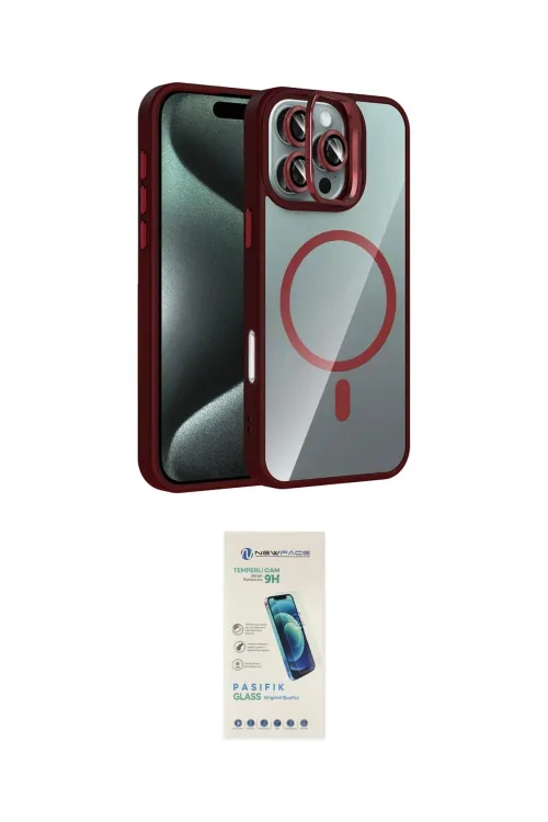 ieg™ iPhone 16 Pro Max Kılıf Yadigar Asil Koleksiyonu - Şeffaf Pasifik Cam Ekran Koruyucu